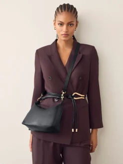 Tassen En Portemonnees|Next - Leather Scooped Hand Held Bag Zwart