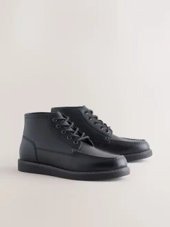 Boots|Next - Leren Boots met middelhoge Sleehakken Zwart