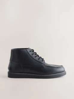 Boots|Next - Leren Boots met middelhoge Sleehakken Zwart