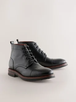 Boots|Next - Leren boots met neusstuk Zwart
