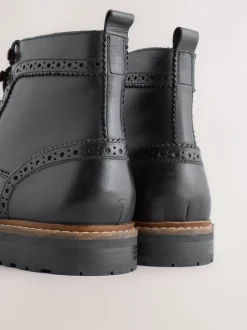 Boots|Formele Schoenen*Next - Leren brogue laarzen Zwart