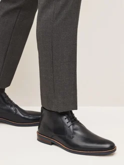 Boots|Formele Schoenen|Next Zwart - Leren chukka schoen