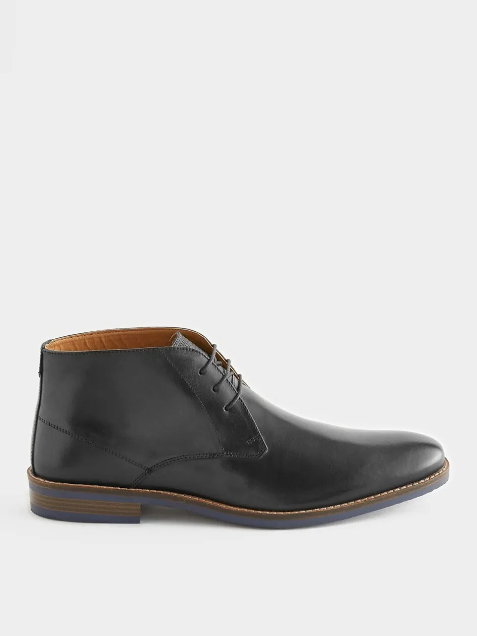 Boots|Formele Schoenen|Next Zwart - Leren chukka schoen