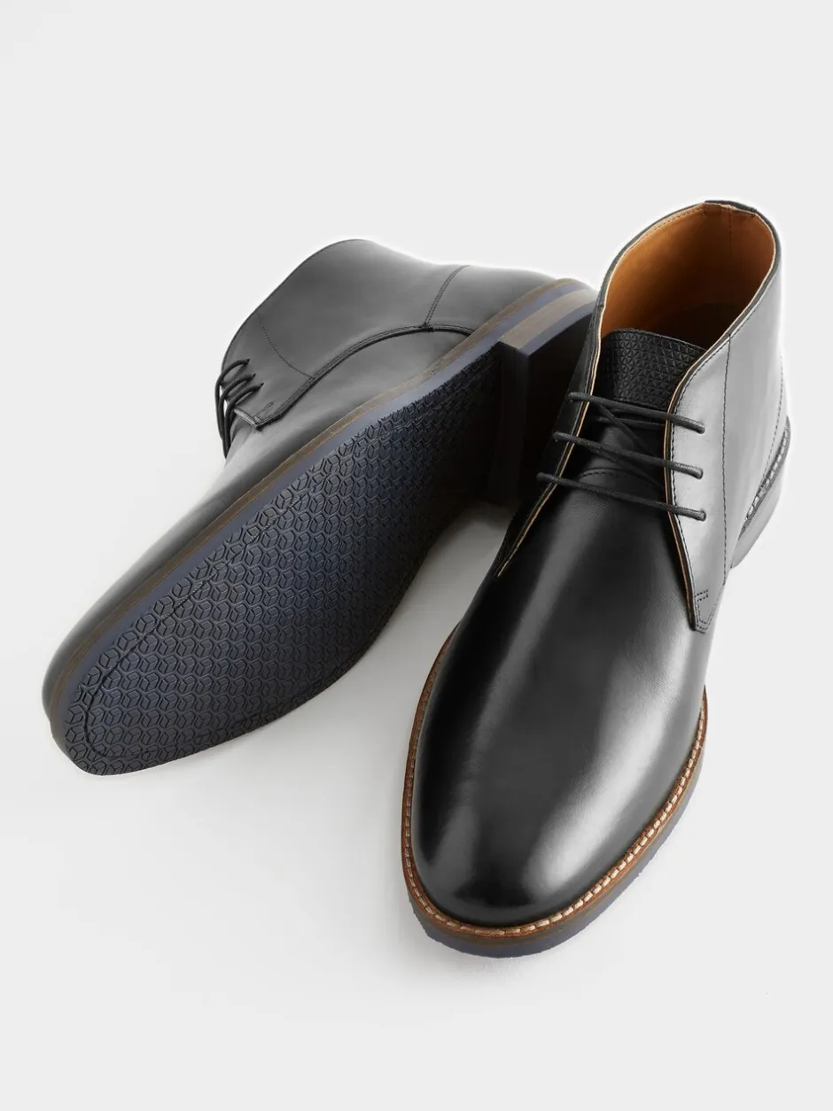 Boots|Formele Schoenen|Next Zwart - Leren chukka schoen