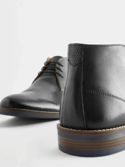 Boots|Formele Schoenen|Next Zwart - Leren chukka schoen