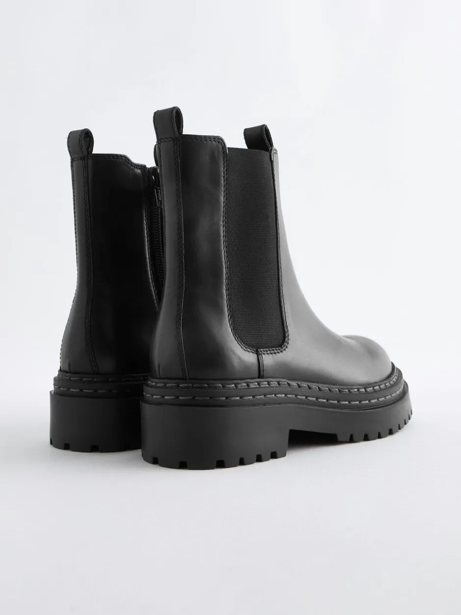 Boots*Next - Leren Chunky Chelsea Boots Zwart