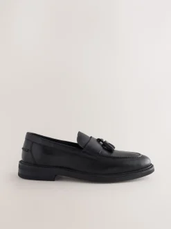 Schoenen|Next - Leren instapper met kwastje Zwart