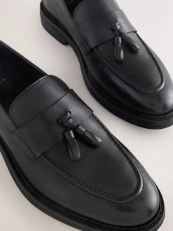 Schoenen|Next - Leren instapper met kwastje Zwart