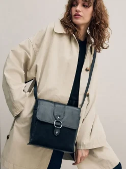 Tassen En Portemonnees|Next Zwart - Leren messenger-tas met vak