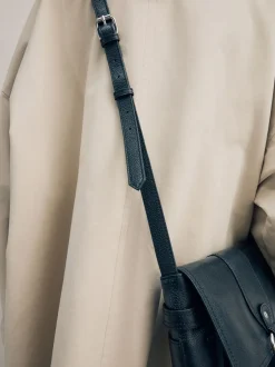 Tassen En Portemonnees|Next Zwart - Leren messenger-tas met vak