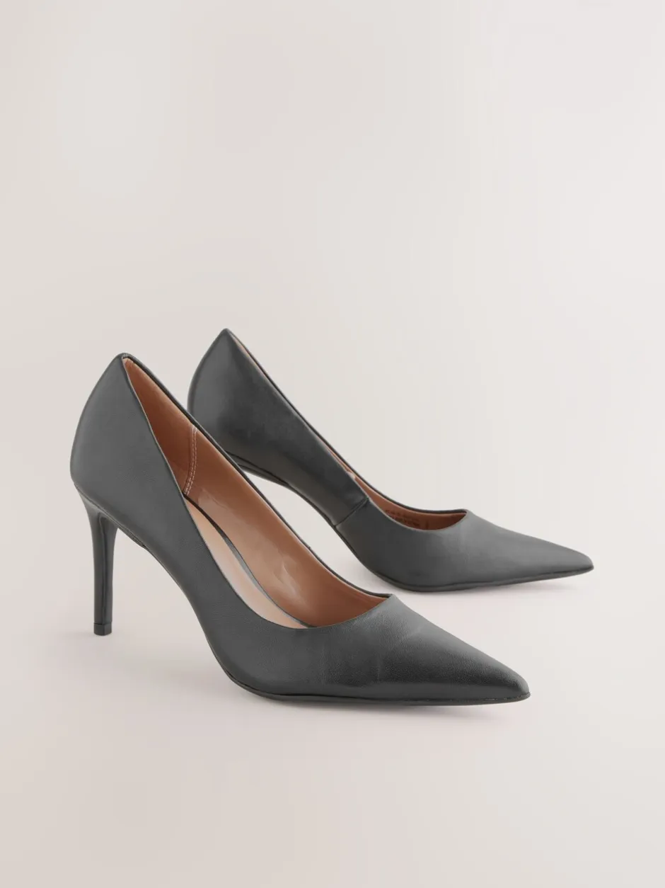 Ruimvallend En Extraruimvallend|Schoenen Met Hakken|Next Zwart - Leren mid-court pumps