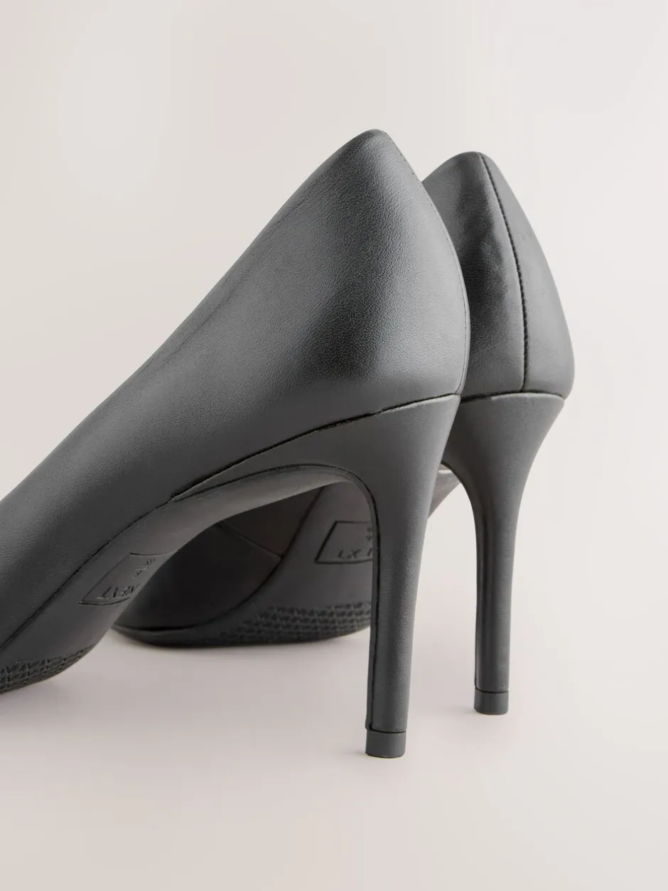 Ruimvallend En Extraruimvallend|Schoenen Met Hakken|Next Zwart - Leren mid-court pumps