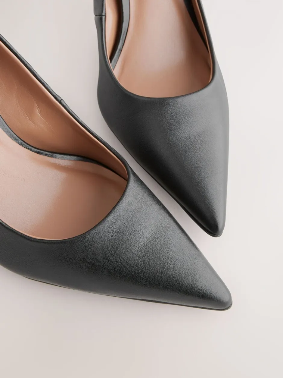 Ruimvallend En Extraruimvallend|Schoenen Met Hakken|Next Zwart - Leren mid-court pumps