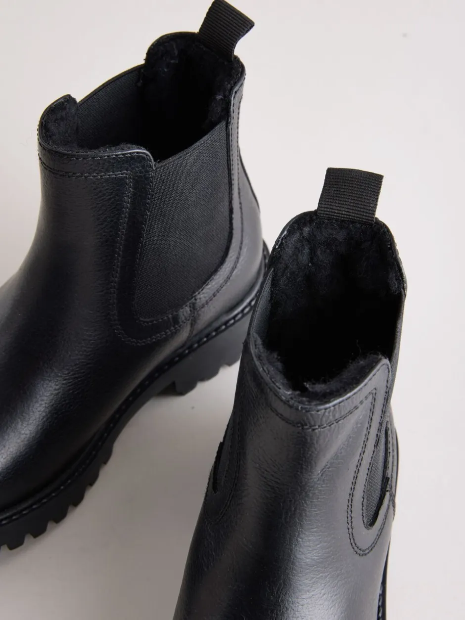 Boots|Schoolkleding|Next - Leren warmgevoerde Chelsea-laarzen Zwart