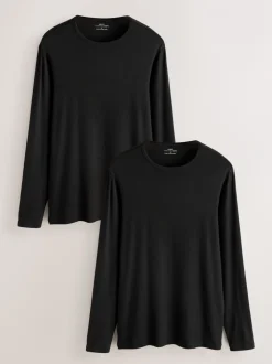 Ondergoed|Ondergoed|Next Zwart - Lightweight Thermogen Long Sleeve T-Shirts 2 Pack