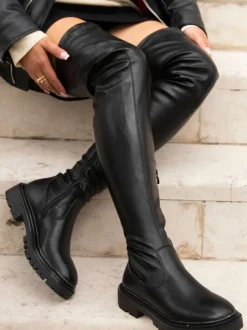 Boots|Linzi - - Sonny - Hoge laarzen tot over de knie Zwart