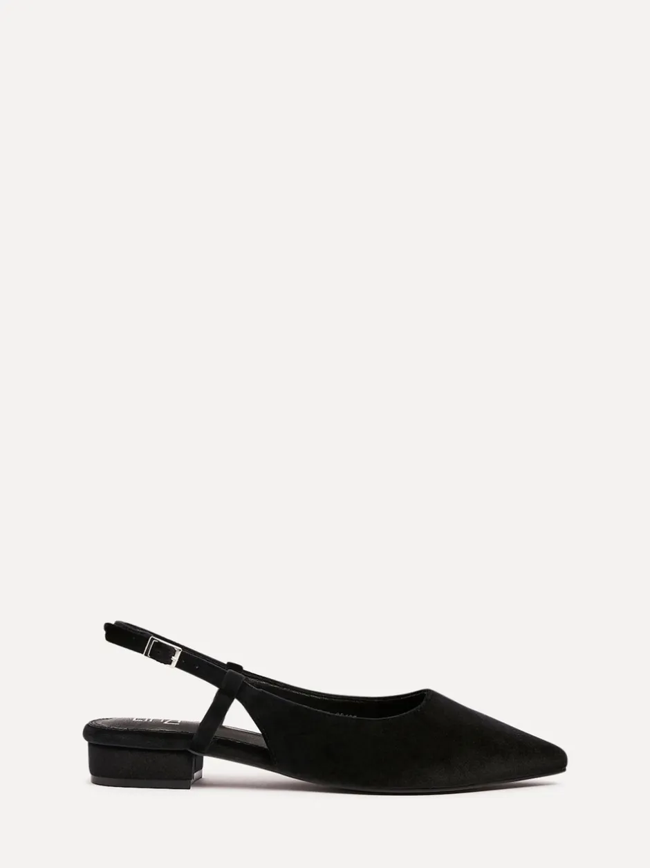 Lage Schoenen*Linzi - Clasica Low Heeled Slingback Courts Zwart