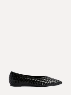 Lage Schoenen*Linzi - Talina Woven Pointed Toe Ballet Flats Zwart
