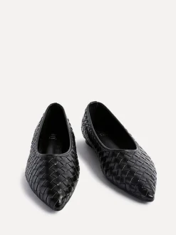 Lage Schoenen*Linzi - Talina Woven Pointed Toe Ballet Flats Zwart
