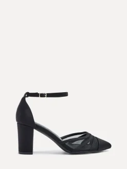 Schoenen Met Hakken|Linzi Zwart - Tasha Block Court Heels Shoes With Mesh Front Detail