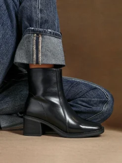 Boots|Linzi - Wander Block Heel Ankle Boots Zwart