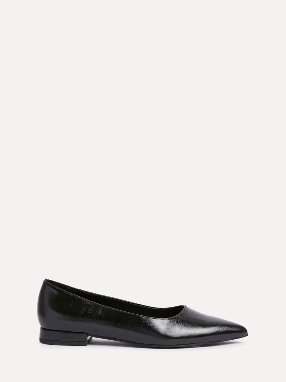 Lage Schoenen|Linzi - Wide Fit Compete Pointed Toe Ballet Flat Shoes Zwart
