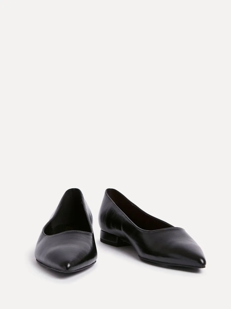 Lage Schoenen|Linzi - Wide Fit Compete Pointed Toe Ballet Flat Shoes Zwart