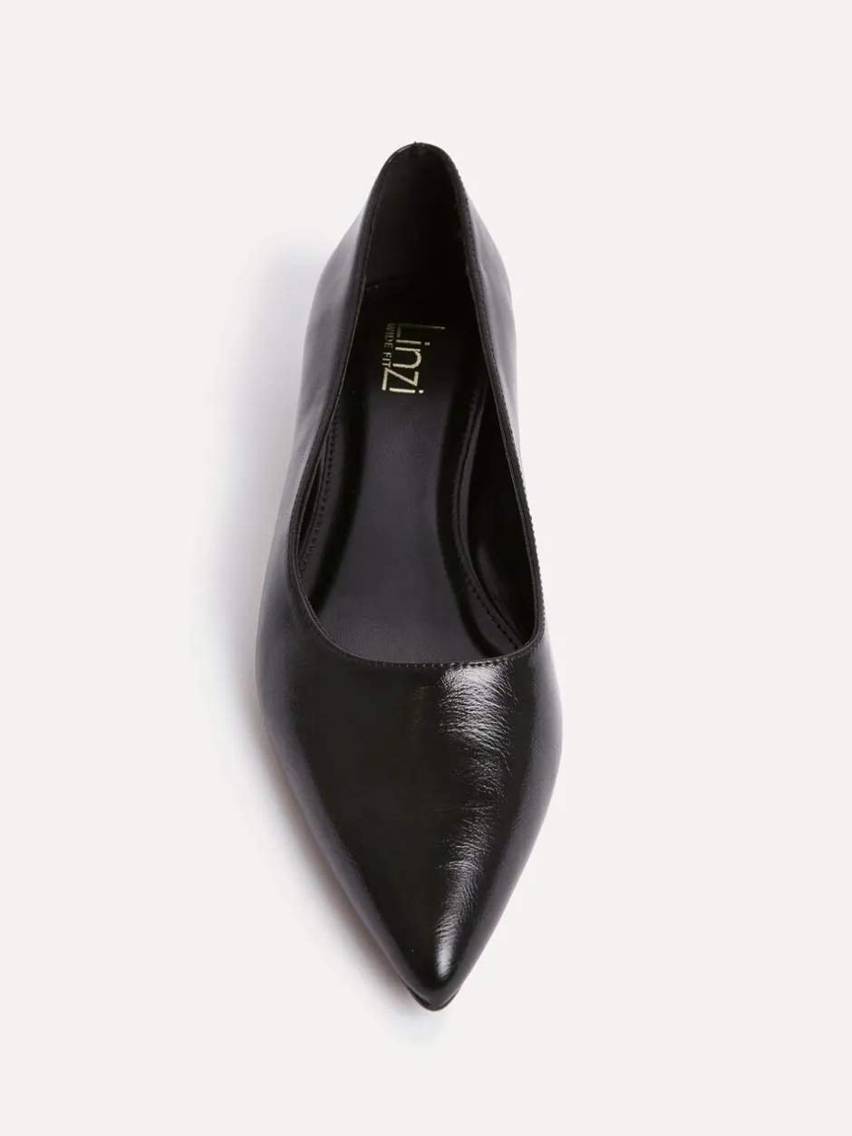 Lage Schoenen|Linzi - Wide Fit Compete Pointed Toe Ballet Flat Shoes Zwart