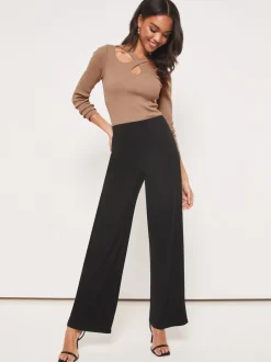 Kostuums En Werkkleding|Broeken|Lipsy Zwart - - Broek met wijde pijpen en hoge taille