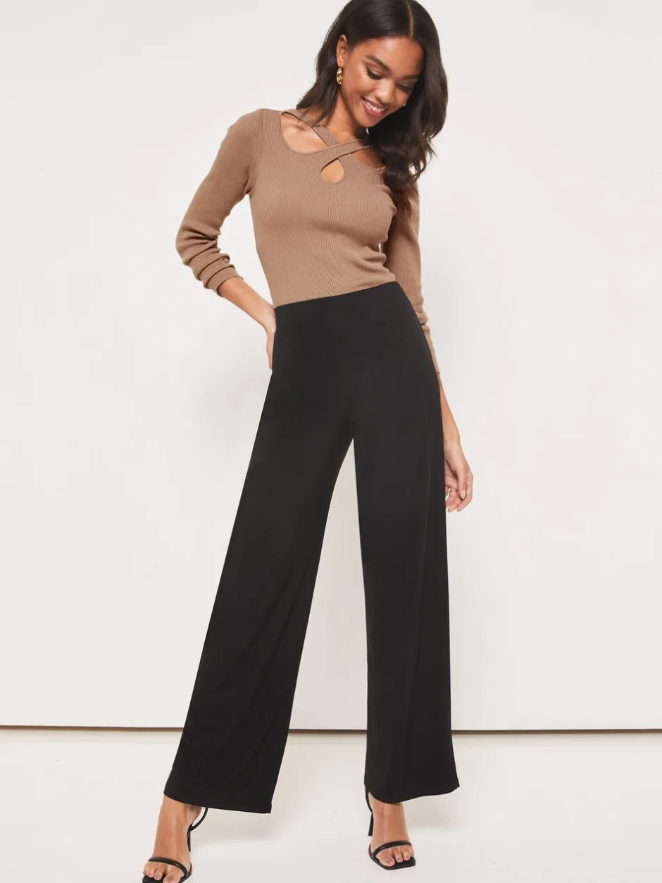 Kostuums En Werkkleding|Broeken*Lipsy Zwart - - Broek met wijde pijpen en hoge taille