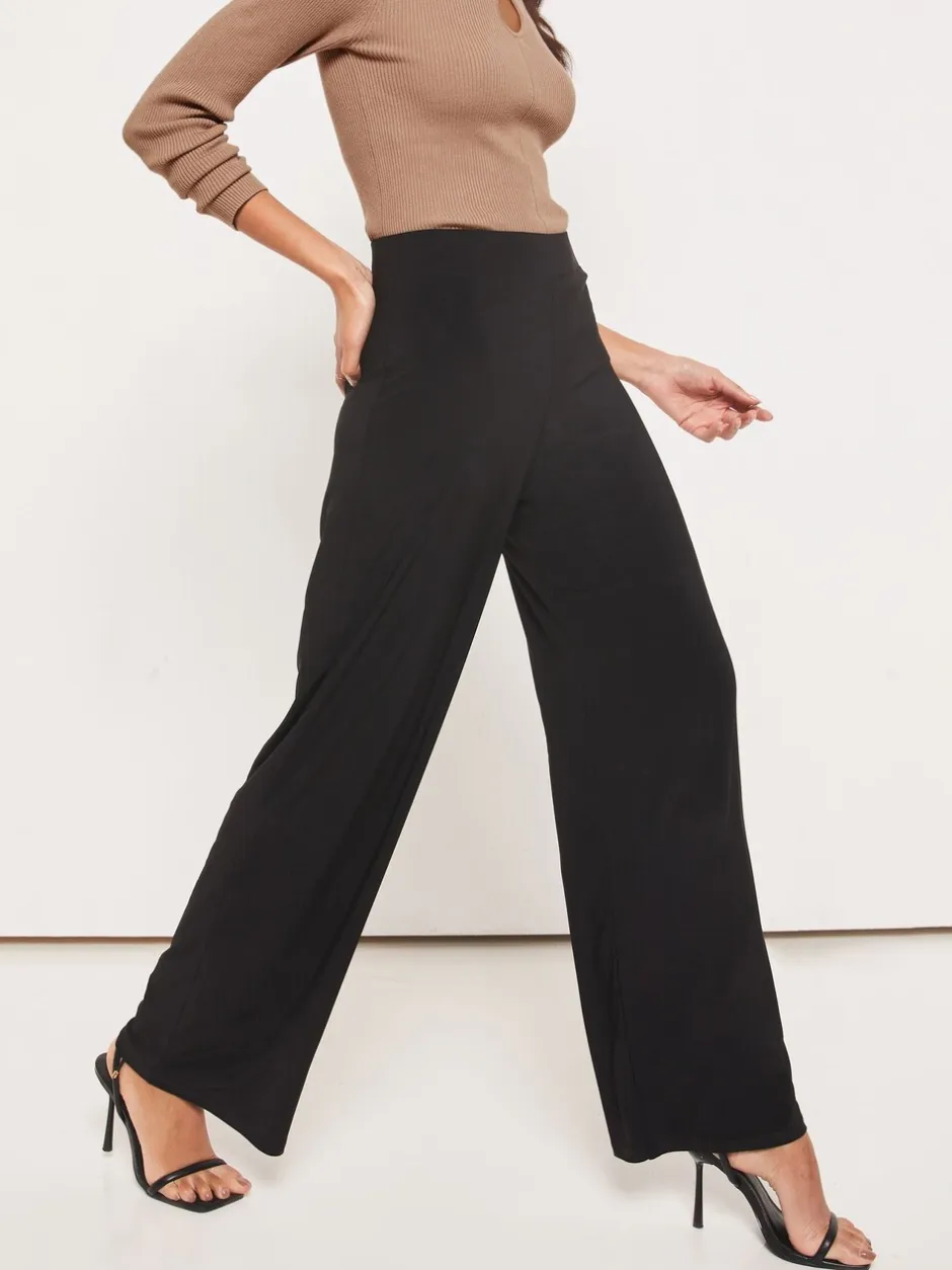 Kostuums En Werkkleding|Broeken|Lipsy Zwart - - Broek met wijde pijpen en hoge taille