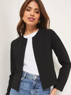 Kostuums En Werkkleding|Lipsy Zwart - - Kraagloze korte blazer