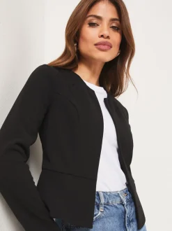 Kostuums En Werkkleding|Lipsy Zwart - - Kraagloze korte blazer