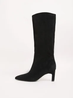 Boots|Gelegenheidskleding|Lipsy - Faux Leather Knee High Low Kitten Heel Boots Zwart
