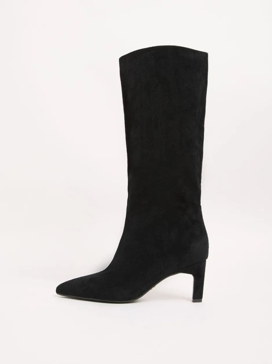 Boots|Gelegenheidskleding|Lipsy - Faux Leather Knee High Low Kitten Heel Boots Zwart