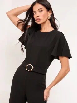 Jumpsuits En Playsuits|Gelegenheidskleding*Lipsy - Hardware Belted Short Sleeve Jumpsuit Zwart