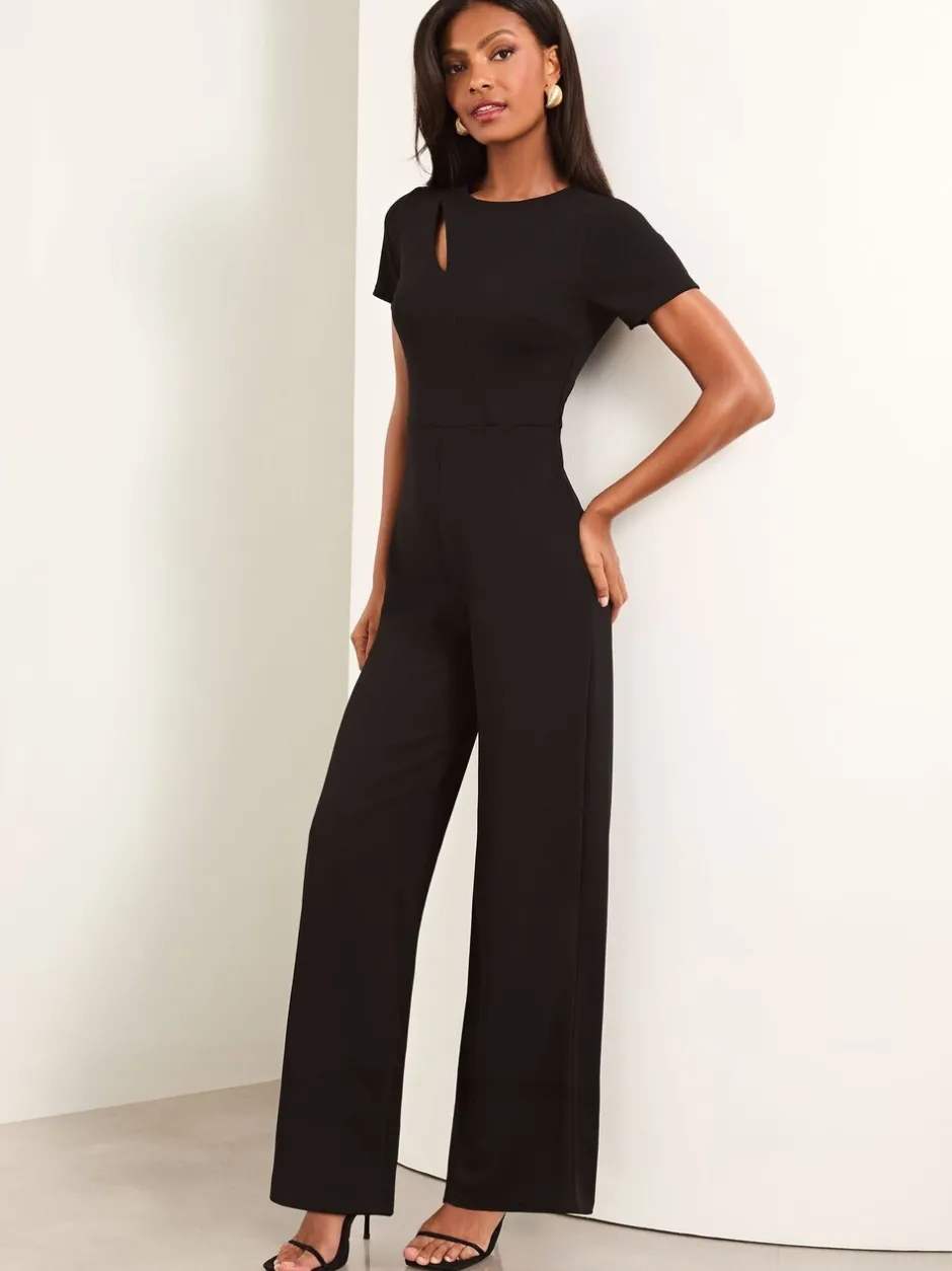 Jumpsuits En Playsuits|Lipsy Zwart - jumpsuit met korte mouwen en gesplitst detail