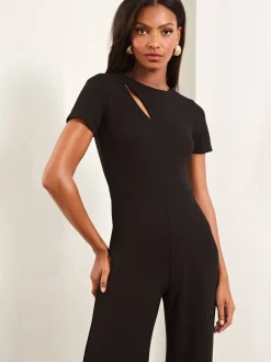 Jumpsuits En Playsuits|Lipsy - jumpsuit met korte mouwen en gesplitst detail Zwart