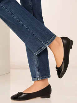 Lage Schoenen*Lipsy - Patent Toecap Ballerinas Zwart