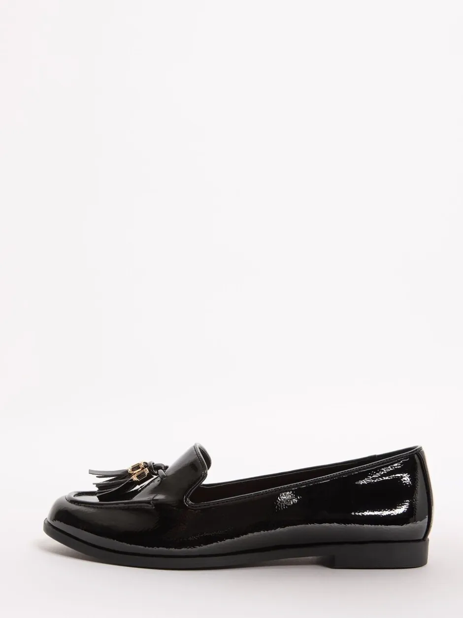 Lage Schoenen|Lipsy - Platte Loafers met Smalle Zool en Kwastjes Zwart