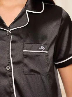 Nachtkleding En Pyjama's|Pyjama's|Lipsy Zwart - satijnen pyjama (5-16jr)