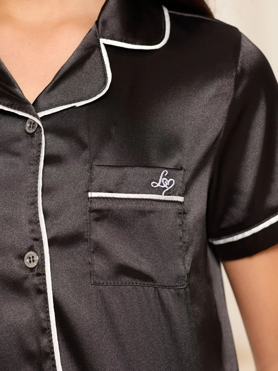 Nachtkleding En Pyjama's|Pyjama's|Lipsy Zwart - satijnen pyjama (5-16jr)