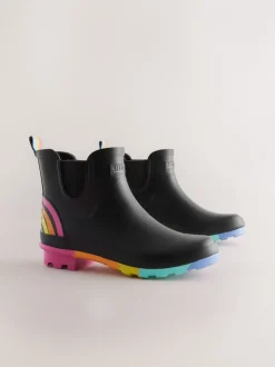 Laarzen|Laarzen*Little Bird by Jools Oliver - regenlaarzen met regenboog voor volwassenen Zwart