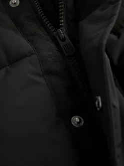 Jassen En Jacks|Schoolkleding*Next Zwart - Longline Shower Resistant Padded Coat (3-17yrs)