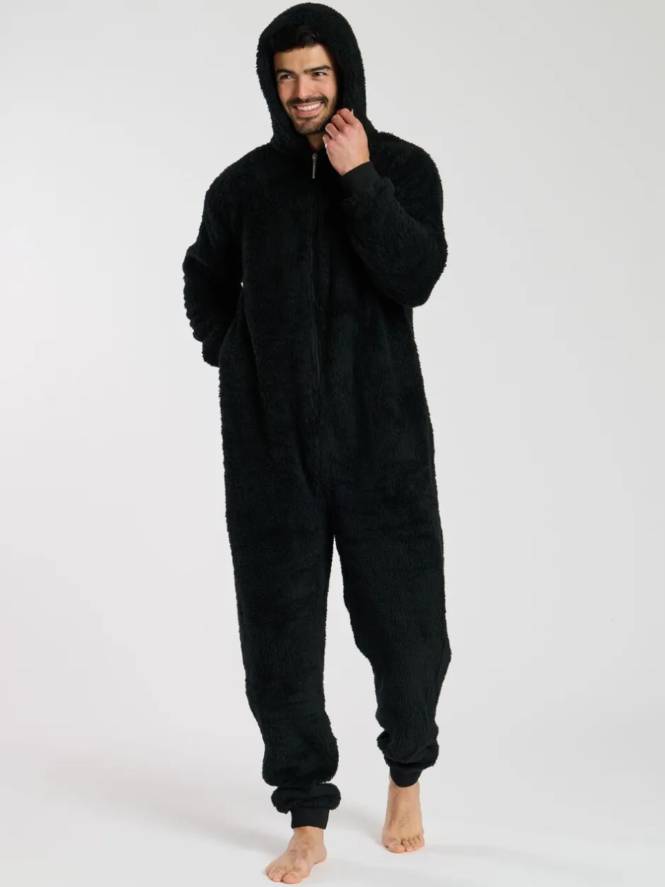 Loungewear|Loungeable - Sherpa All-in-one met capuchon voor heren Zwart
