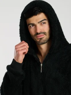 Loungewear|Loungeable - Sherpa All-in-one met capuchon voor heren Zwart