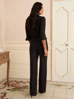 Broeken*Love & Roses - - Kick flare broek met opgestikte zakken Zwart