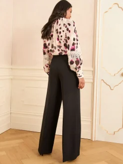 Kostuums En Werkkleding|Broeken|Love & Roses - Wide Button Leg Trousers Zwart