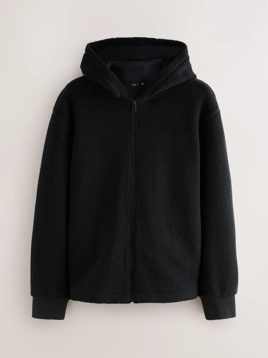 Sweaters En Hoody´S|Sweaters En Hoody´S|Next Zwart - Mat capuchon - Borg Fleece