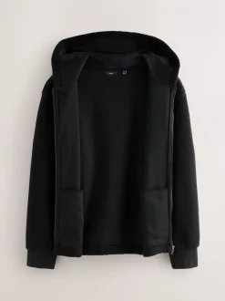 Sweaters En Hoody´S|Sweaters En Hoody´S|Next Zwart - Mat capuchon - Borg Fleece